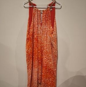 Michael Kors Chain Neck Halter Top Dress Orange/Yellow 2XL